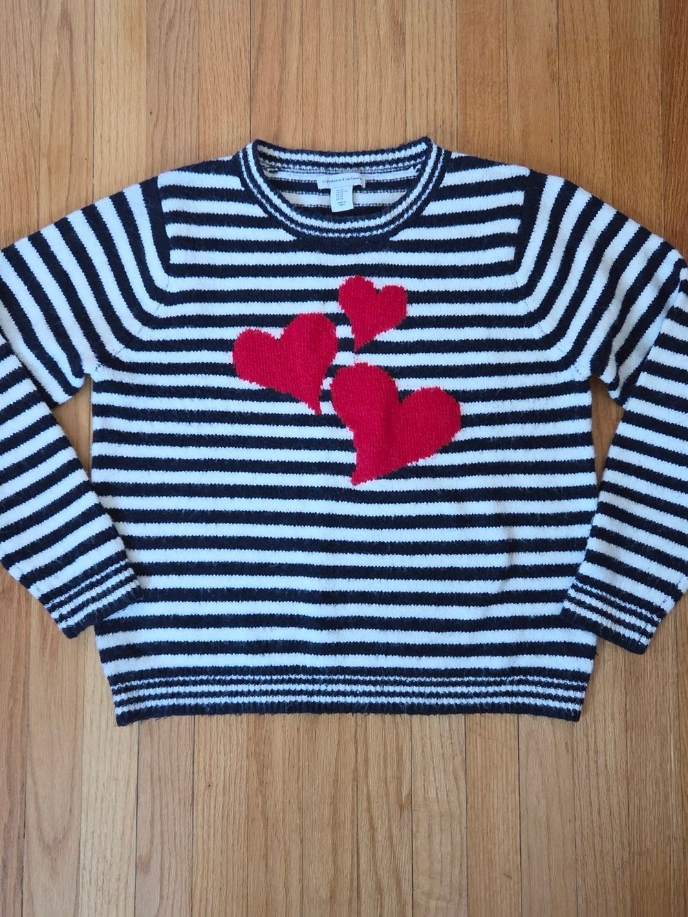 Persian Striped Red Heart Sweater Preppy Romantic Knit Cupcakes & Cashmere